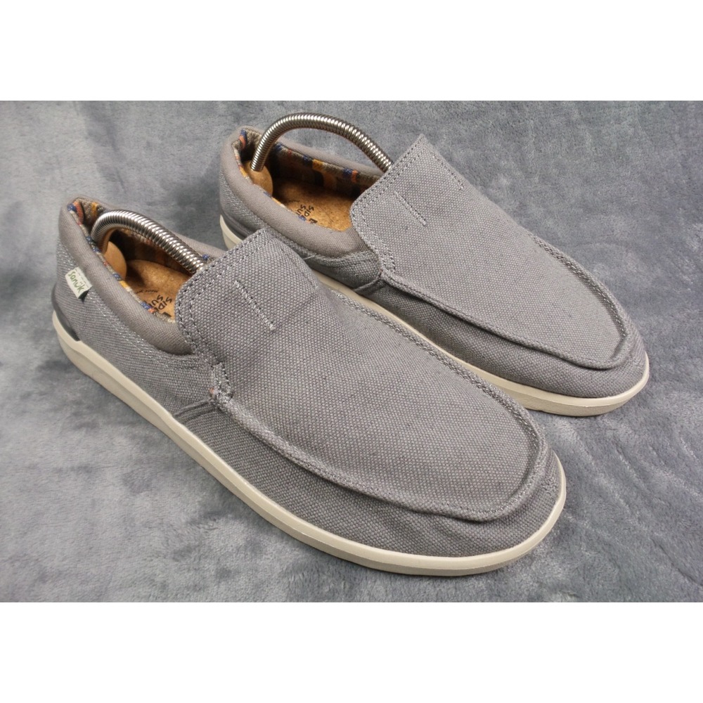 Sanuk Sidewalk Surfer Lite Shoes Mens Size 11 Gray Comfort Loafer Lightweight